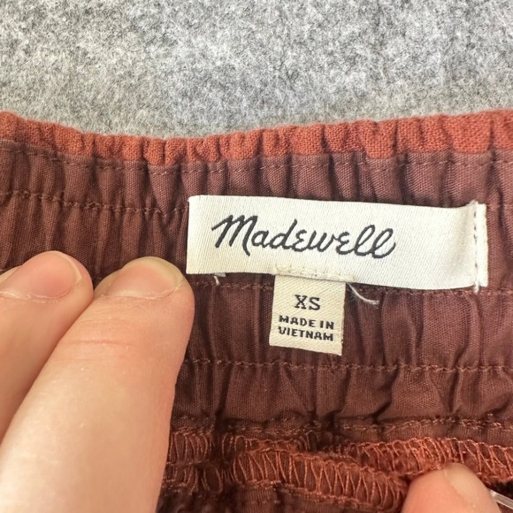 Madewell Size XS Diamond Quilted Tiered Midi Skirt Rust Orange‎ Mahogany Cotton - Picture 3 of 6